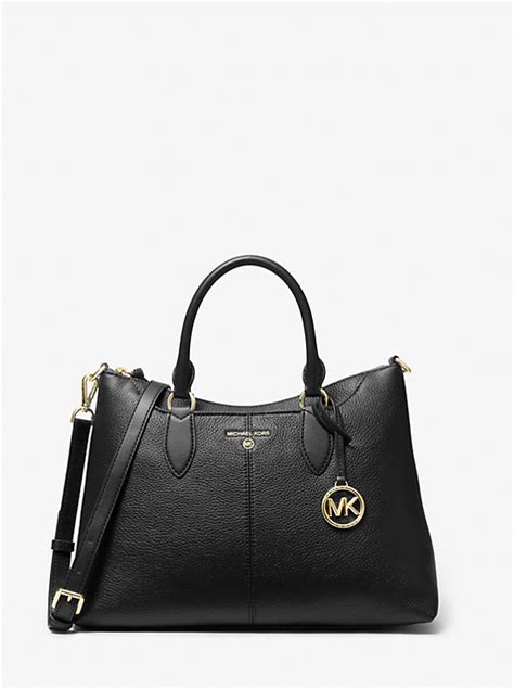 michael kors austen medium pebbled leather satchel|Michael Kors Austen Medium Pebbled Leather Satchel In Black.